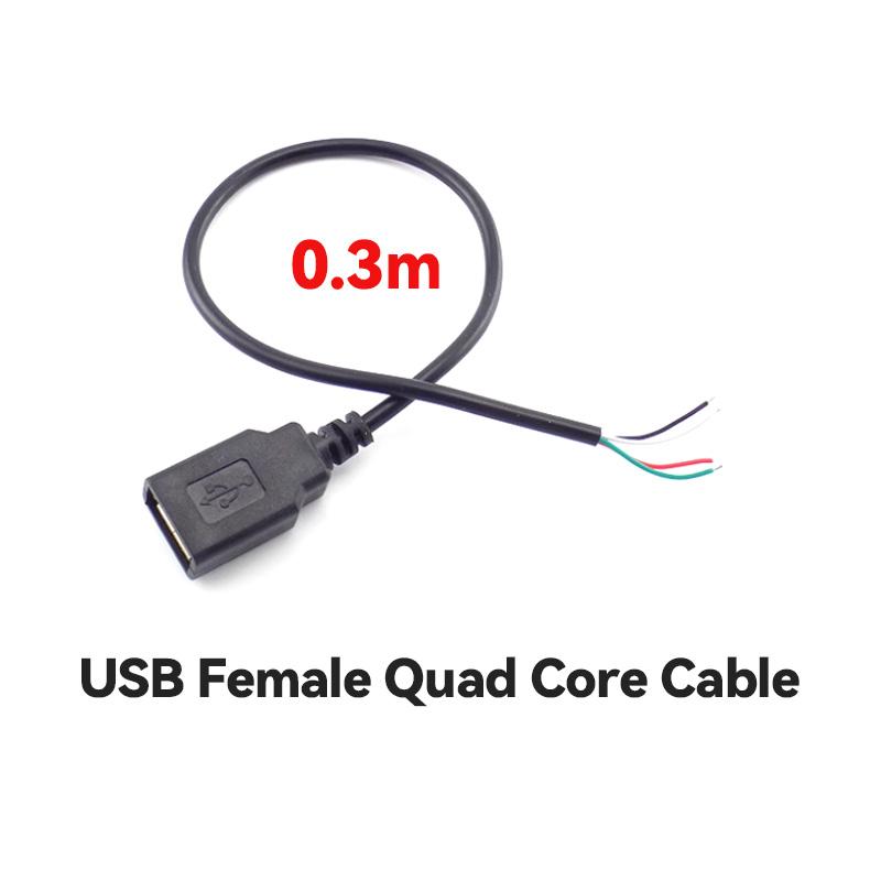 Copper USB Single Male Head Two Core Charging Cable Four Core Data Cable USB Connection Cable Tin Supply Cable Extension Cable