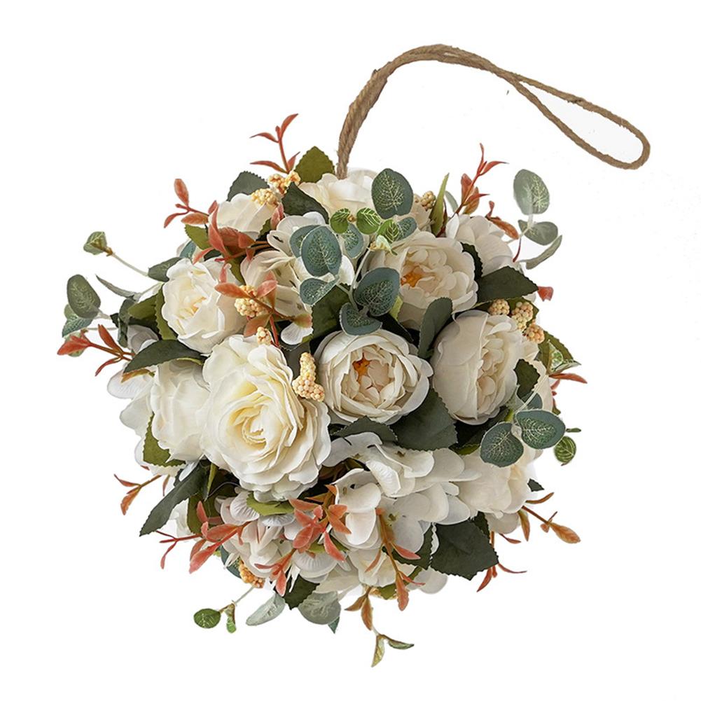 

Colorful Hanging Peony Flower Ball Simulation Hydrangea Artificial Plants Decoration For Festivals Parties Weddings White