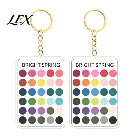 Outfit Color Reference 2Pcs Palette Keychain Pendant, Clear Acrylic Season Analysis Swatches Matching Tool Keychain, Card, Gifts for Fashion Lovers