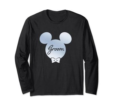 Disney Hochzeit Mickey Maus Fliege Ehemann Bräutigam Langarm T-Shirt