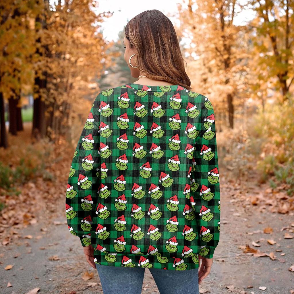 Dámský tištěný lehký top z broušené bavlny s kulatým výstřihem