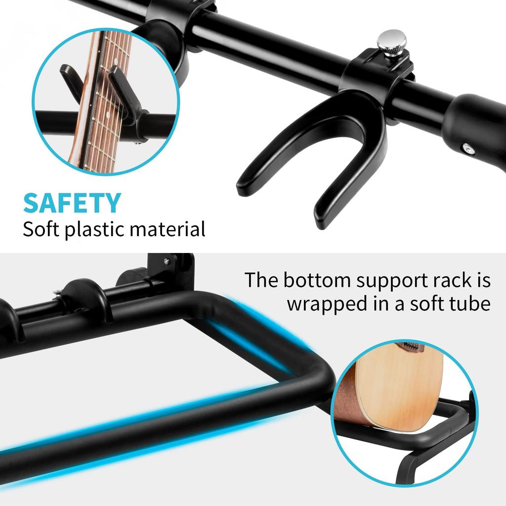 GUITTO Guitar Stand 5 Foldable Universal Display Portable Guitar Holder for and Acoustic Plastic (Holds Guitars), Rack, Band, Stage, Bass, Guitars,