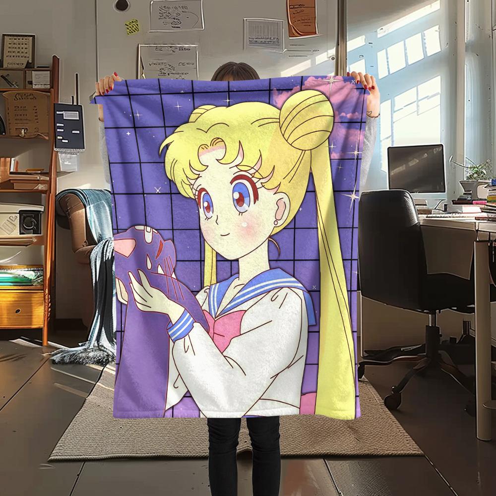 Sailor Moon Flannel Blanket, High quality Comfortable for All Seasons, Home Decor, Warmth and Comfort