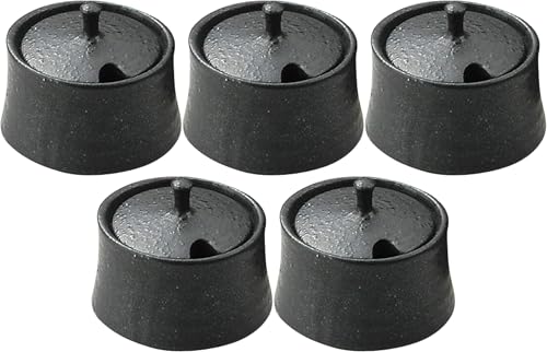 Set of 5 Black Glazed Mustard Containers [6.1 x 4.3cm, Ceramic, Made in Japan]