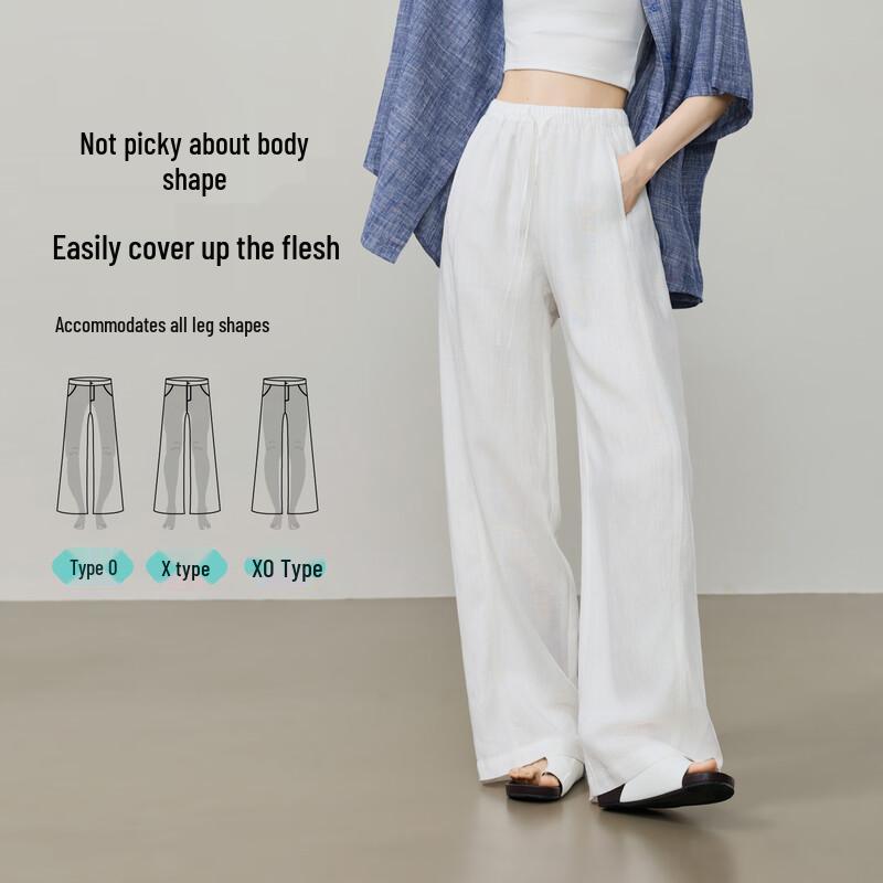 Women's Lyocell Linen Blend Relaxed Straight-Leg Pants