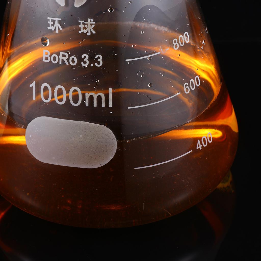 1Pcs Eco-Friendly Glass Flask Conical Wide Mouth 1000ml for Chemistry Lab Students Smooth No Bubbles Glass Flask
