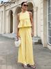 New Style Round Neck Sleeveless Top & Straight Leg Pants Two-Piece Set