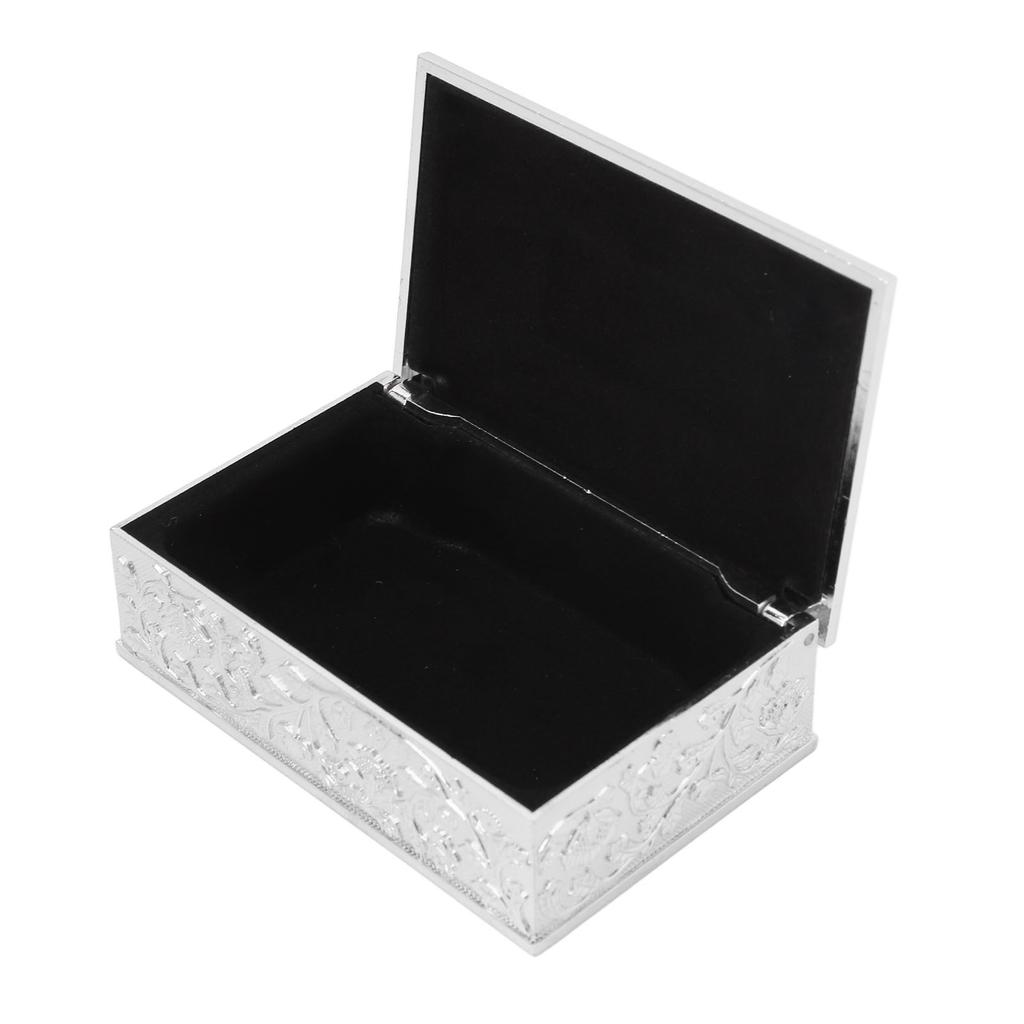 Vintage Jewelry Box Carved Elegant Colorfast Zinc Alloy Soft   Lining Trinket Storage Box for Dressing Table Shelf