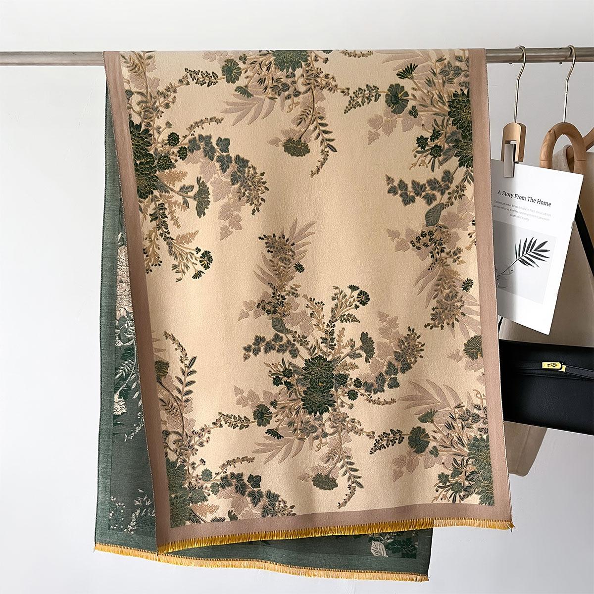 

Зимний женский кашемировый шарф с принтом, зимний утолщенный модный теплый универсальный шарф-шаль, двусторонний дизайнерский платок-накидка, новые шарфы 66X192cm