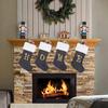 2026 Christmas Decorations: Grey Velvet Embroidery Letter Stocking Gift Bag