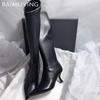 Mode Elegant High Heels Damen Hohe Stiefel Leder Spitzschuh Modeschuhe 2025 Winter Trend Designer Kniehohe Pumps Botas De Mujer