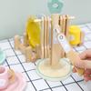 Wooden Kitchen Toy Set for Kids Wood Dinnerware Playset with Plates Cups Cutlery And Holders Simulated Play House Kitchen Pretend Toy Gift