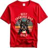 Soft Cotton Tee Workout For her summer tshirt Vintage Best Frenchie Dad Ever Sunburst Dog Cool For him tees Breathable Tee