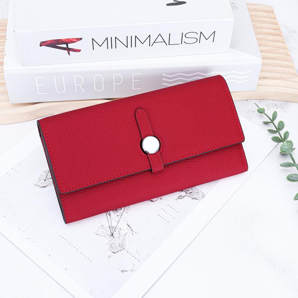 Pure cowhide women's long wallet 2026 new large-capacity multi-card wallet leather strap hand wallet women