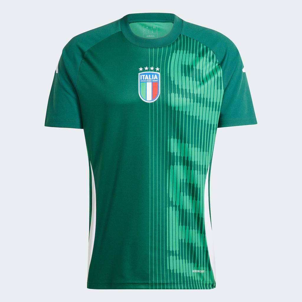 Adidas Italy Pre-Match Jersey Printed Round Neck Short Sleeve Soccer Shirt Men Tops Dark-Green IW7950