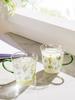 400ml Vintage Floral Glass Mug with Handle, Heat-Resistant Borosilicate Coffee Cup, Korean Style Drinkware for Tea, Latte, Juice