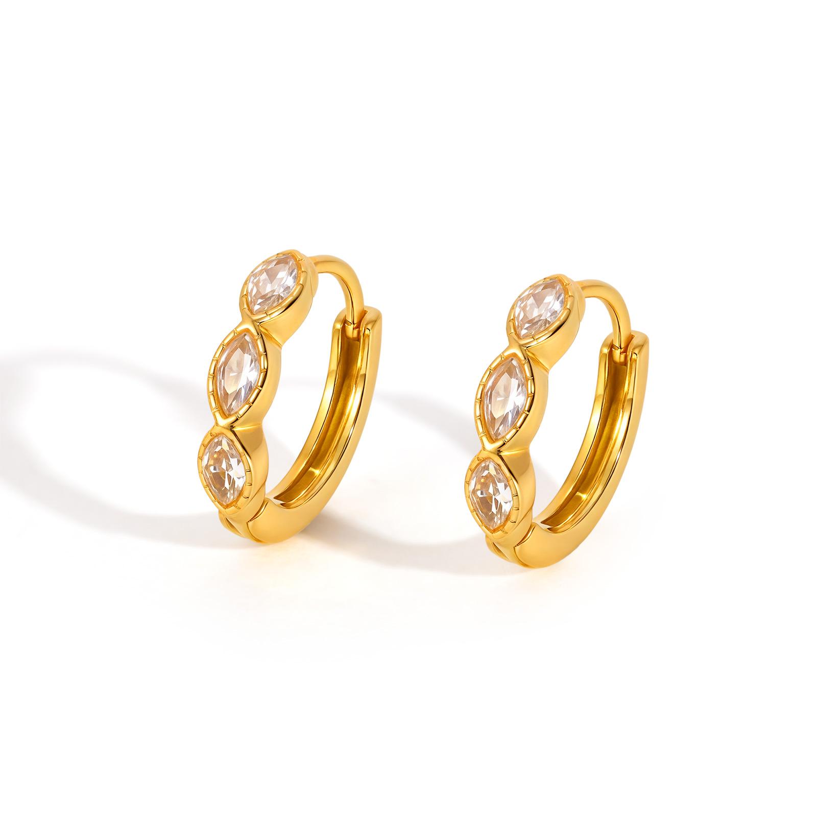 

Exquisite White Zircon Hoop Earrings for Women Girls,Gold Plated Stainless Steel Earrings,Dainty Jewelry Gift