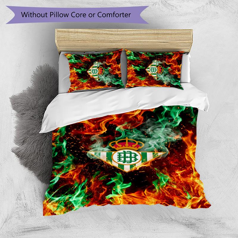 Set Lenzuola Stampato Calcio Real Betis 3 Pezzi, Comodo Set Copripiumino per Camera da Letto Amico della Pelle