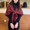 Women's Wool Blend Cable Knit Shawl - Solid Color, Versatile Warming Vest for Spring and Autumn Fashion.