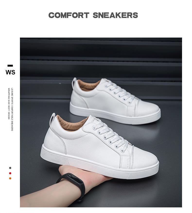 2026 Men's Korean Style White Fashion Sneakers: Trendy, Casual Sports Shoes for Students