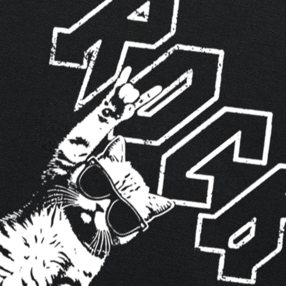 Vtipná retro kočičí rocková hudební trička pro muže a ženy, čistá bavlna, humor, streetwearové tričko s krátkým rukávem, unisex volné oblečení