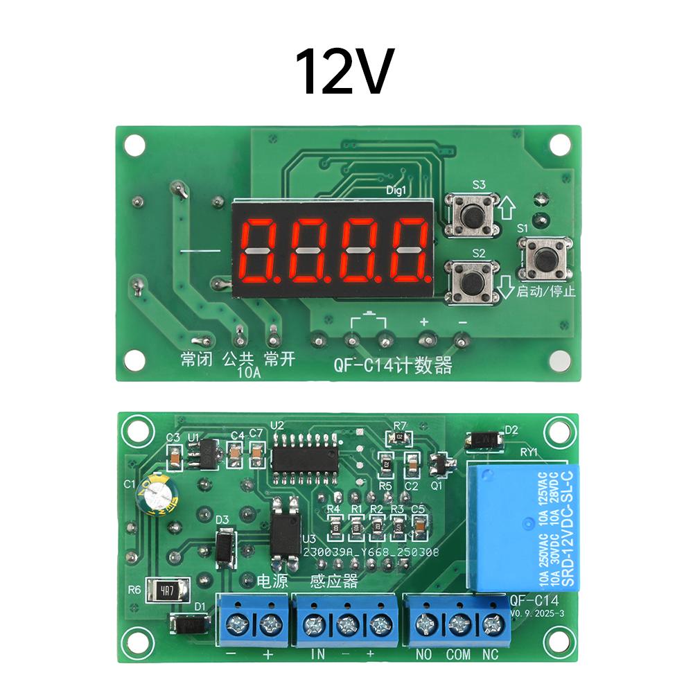 0-9999 Electronic Counter Module Low Level Switch Count Module with Power-Cut Memory Function 4 bit Digital Tube Counter DC4-25V