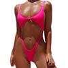 Women's Plus Size One-Piece Backless Swimsuit - Solid Color Sexy Swimwear