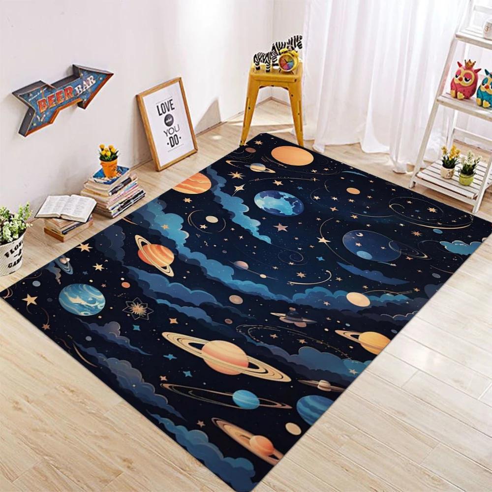 Space Galaxy Carpet Universe Living Room Bedroom Kitchen Sofa Table Balcony Carpet Anti Slip Washable Mat Exquisite Accessories