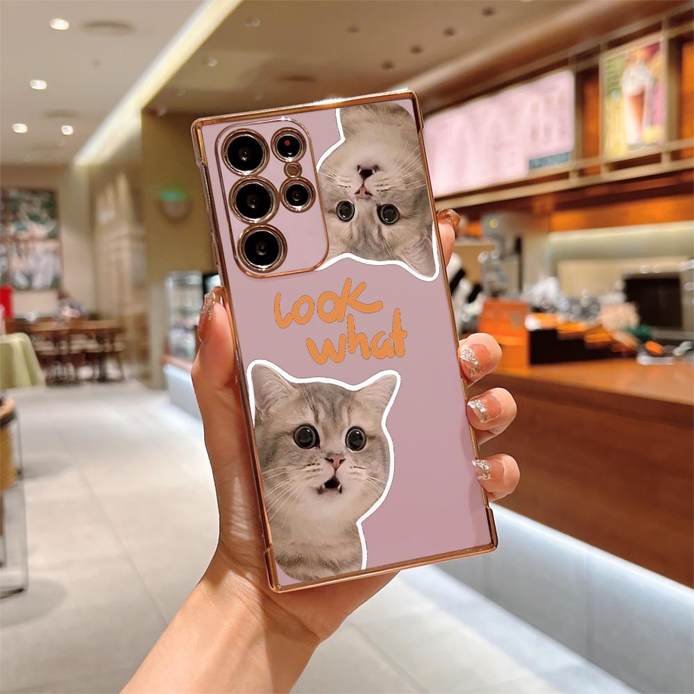 Cat Pattern TPU Case for Samsung Galaxy S24 S25 S23 Ultra/S22 Ultra/S21 FE A54/A34/A14 5G Cute Phone Cover with Adorable Design