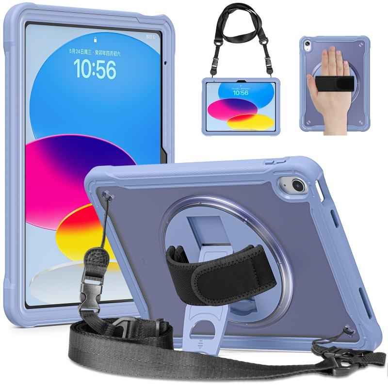 IPad 10th Gen 10.9 Inch Protective Case With Kickstand Wrist Strap Shockproof Hard Shell Cover In PC Material