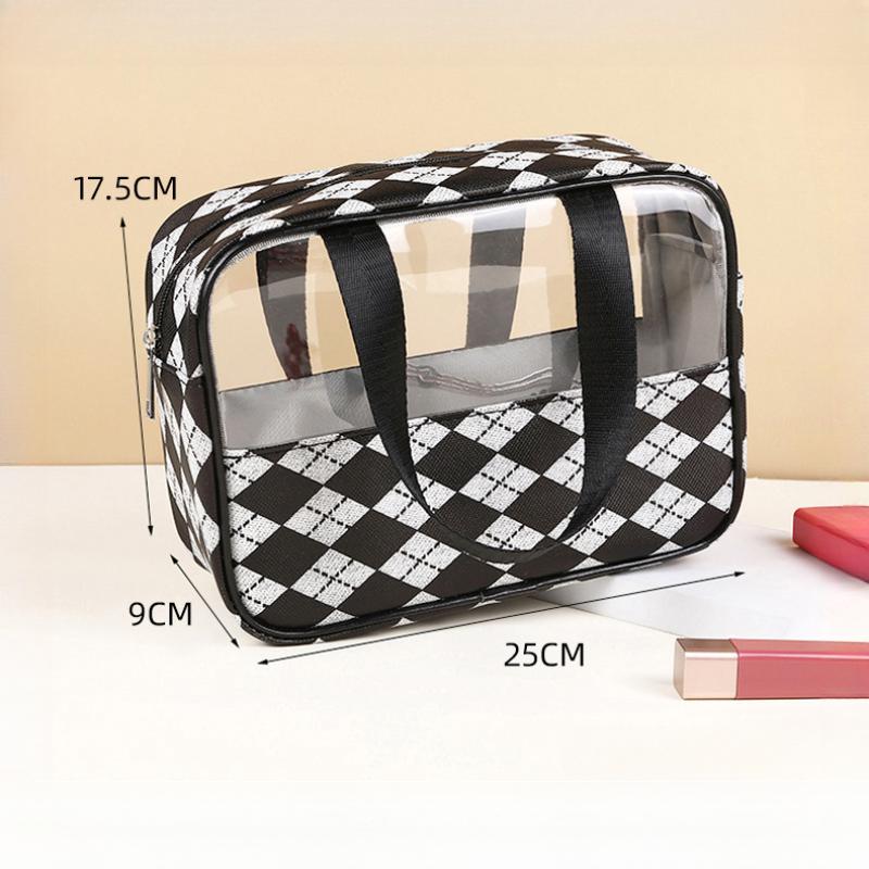 

Портативна дорожня сумочка для прання Напівпрозора водонепроникна косметична сумка для зберігання засобів для догляду за шкірою Сумка для макіяжу в клітку
