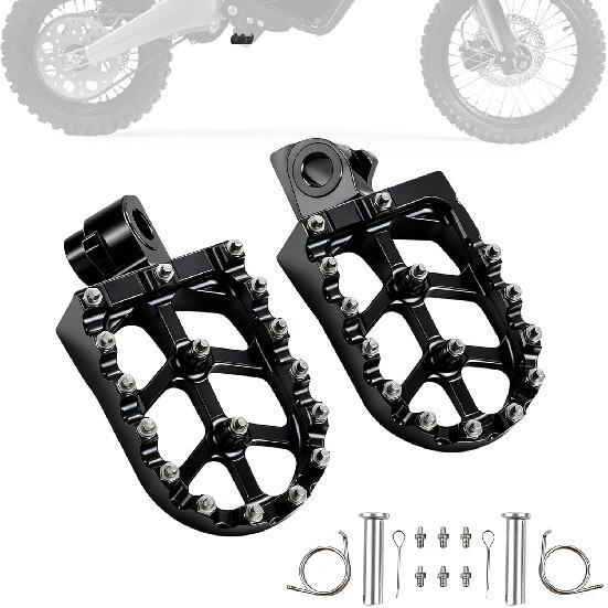 Electric Dirt Bike Foot Pegs CNC for ETM RTR/Lite Red, 7075-T7 Aluminum Alloy | Wider Anti-Skid Platform | Anodized Finish | Direct Fit | Easy