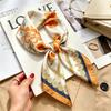 Commuter elegant flower silk scarf women's contrasting color retro printing satin scarf shirt with multi-purpose decorative small scarf