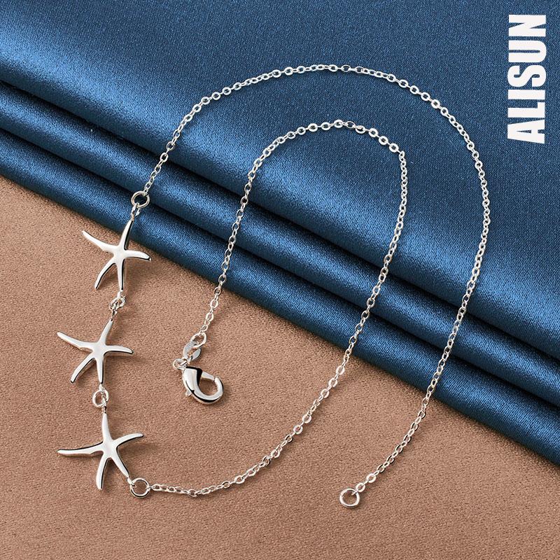 925 Sterling Silver Three-star Necklace Fashionable Wedding Jewelry