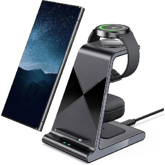 Wireless Charger for Samsung S25 Ultra, Charging Station for Galaxy S25/S24 Ultra/S24+/S24/S23/S22/Note 20/Z Flip 6/Fold 6, for Galaxy Watch