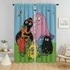 Set Of 2 Les Barbapapas Curtains Living Room Curtain Kitchen Partition Tulle Bedroom Halloween Decoration Child For Sitting Made Polyester