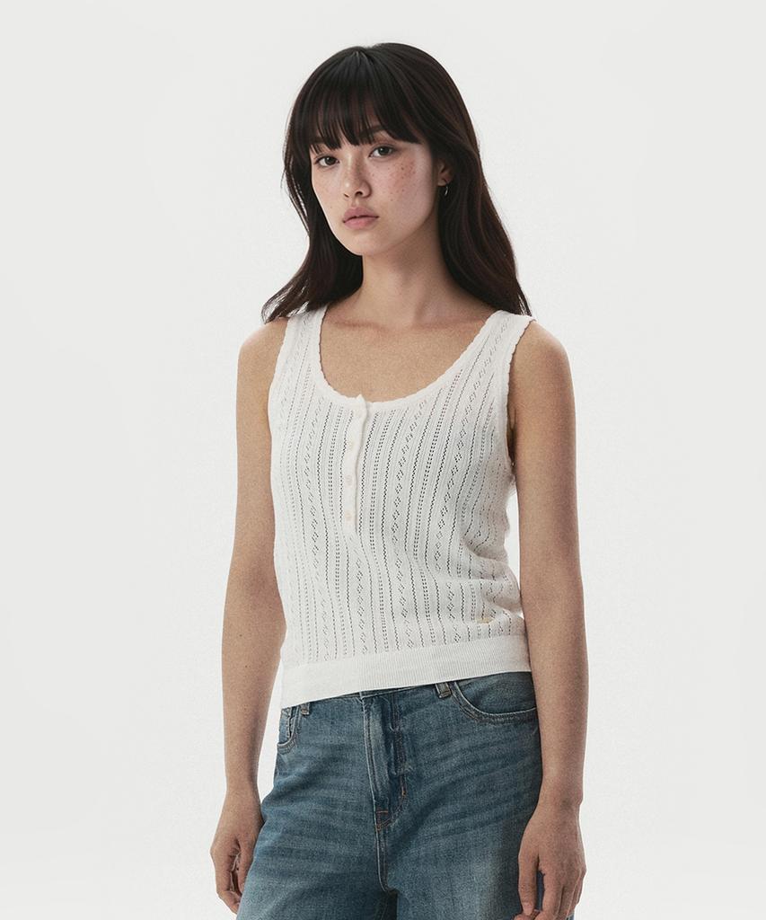WHO.A.U Skashi Henley Neck Vest / Whkvg2443F