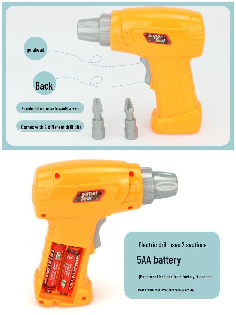 Kids  Electric Drill Construction and Disassembly DIY Tool Set - Educational Building Blocks and Puzzle Toy