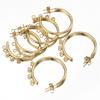 10pcs Stainless Steel Porous Gold Plated C Shape Huggie Earring Posts Anti-allergy Ear Studs Earrings for Jewelry Making DIY