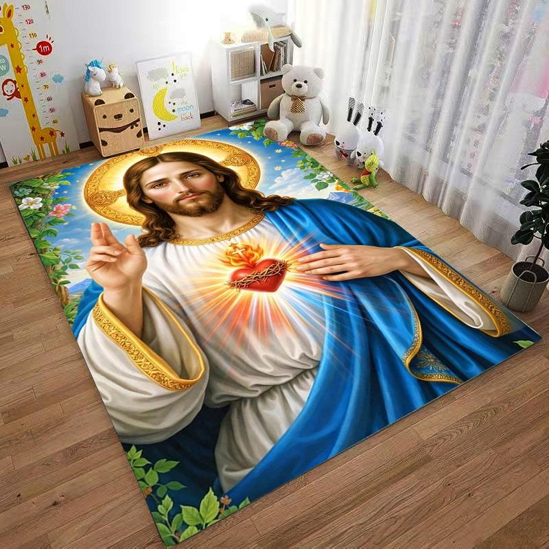 Sacred Heart of Jesus Carpet Non-slip Rug Suitable for Living Room and Bedroom Sofas