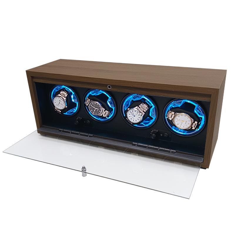 

Чорний горіх, зернистий, автоматична вертикальна вітрина для 4 годинників з функцією зупинки при відкриванні