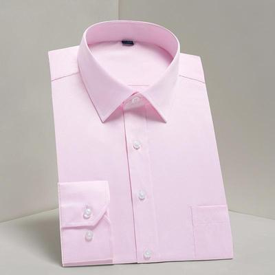 Camisas formales de sarga para hombre Camisa de trabajo de manga larga sólida para oficina con bolsillo en el pecho Ajuste regular