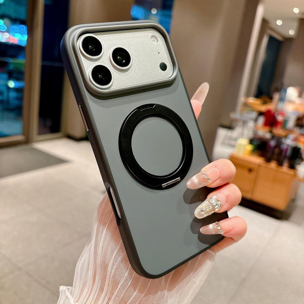 Color-Block 360° Rotating Magnetic Stand Case for iPhone 17 Pro Max with Apple 16 Skin Feel