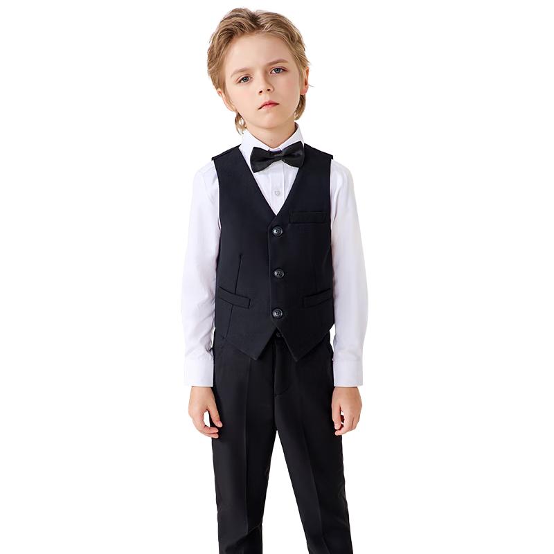 Luomeng Boys  Formal Black Vest Suit 120