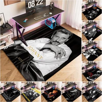 1pc Johnny Hallyday Music Album Carpet Rug for Living Room Bedroom Home Sofa Decoration,Kids Play Non-slip Floor Mat