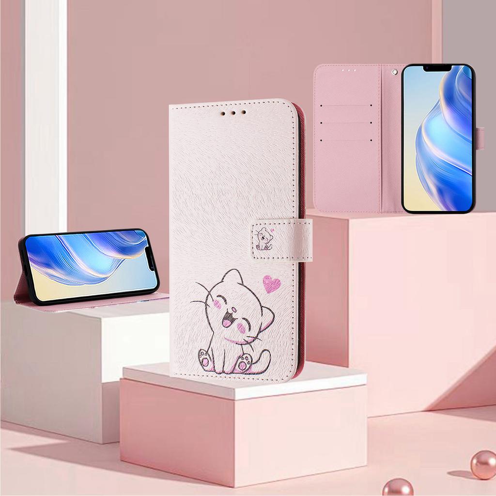 Capa tipo carteira de couro pintado de luxo com estampa de gato fofo, estilo livro, para Xiaomi 5X 6X 11 12, Redmi 6 7 8 9 10 12, Redmi Note 7 8 9 10 11 12...