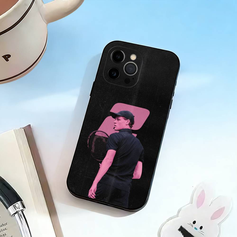 

J-Jannik Sinner Phone Case For iPhone 17,16,15,14,13,12,11 Plus,Pro Max,XS,Soft Silicone Black Cover iPhone17air