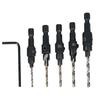 5pcs HSS Countersink Drill Cone Bit Set 1/4" Hex Shank Quick Change Taper Drill for Woodworking