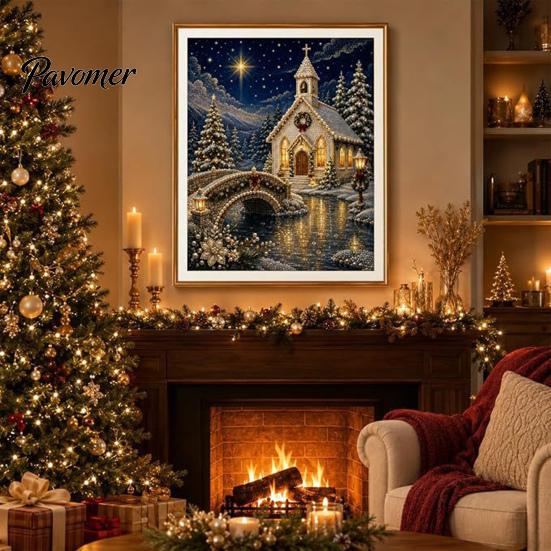 DIY Christmas Gift Ideas Faux Pearl Art Kit, Church Painting Jesus Kit Holy Family Wall Decor Craft for Adults, Handmade Holiday Textured