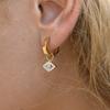 Uworld Classic Fashion 18K Gold Color Plated Inlay Zircon Blue Turquoise Devil's Eye Pendant Earrings Stainless Steel Jewelry